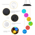 Factory Hot Sale Color Changing Outdoor Decoration Solar Powered Crystal Ball Wind Chime LED Wind Mobile Solar Light Wind Bell